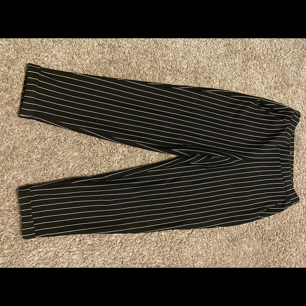 Black and white strip dress pants